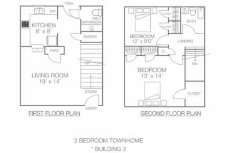 Two Bedroom / One and 1/2 Bath Townhome/TH*