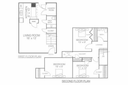 Three Bedroom / One and 1/2 Bath / TH*